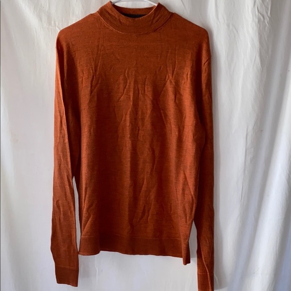 Murano Men's Burnt Orange Turtleneck Merino Wool Sweater - Picture 1 of 8